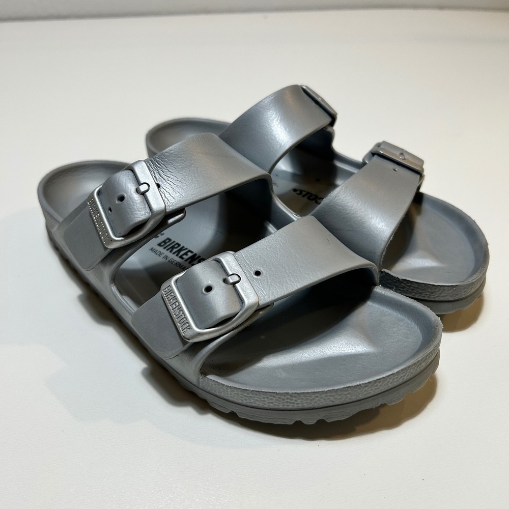 Birkenstock Arizona EVA Metallic Silver Double Strap Sandals Size 36 L5
